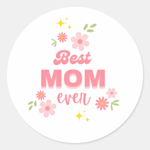 Best Mum Ever Floral Sticker Cute Pink Aesthetic