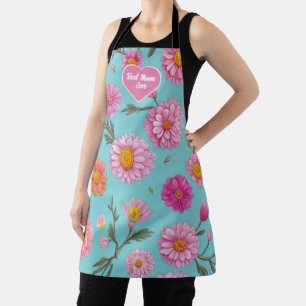 Best Mum Ever floral white daisies pink flowers Apron