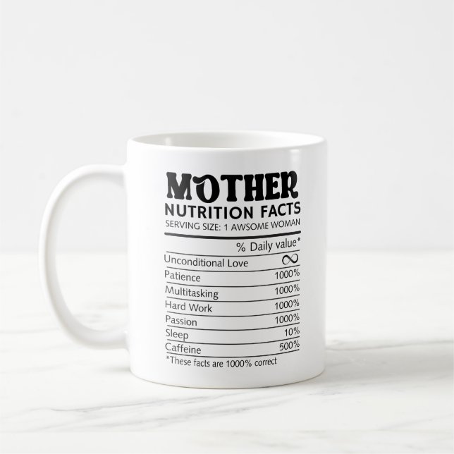 Best Mum Ever Floral with Mother Nutritional Facts Coffee Mug (Left)