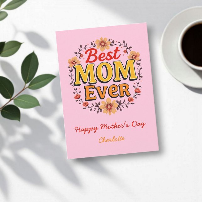 Best Mum Ever | Floral Wreath | Cute Mother's Day Card (Creator Uploaded)