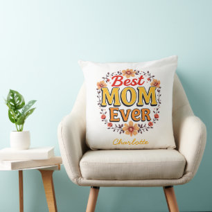 Best Mum Ever Floral Wreath Cute Mother's Day Cushion