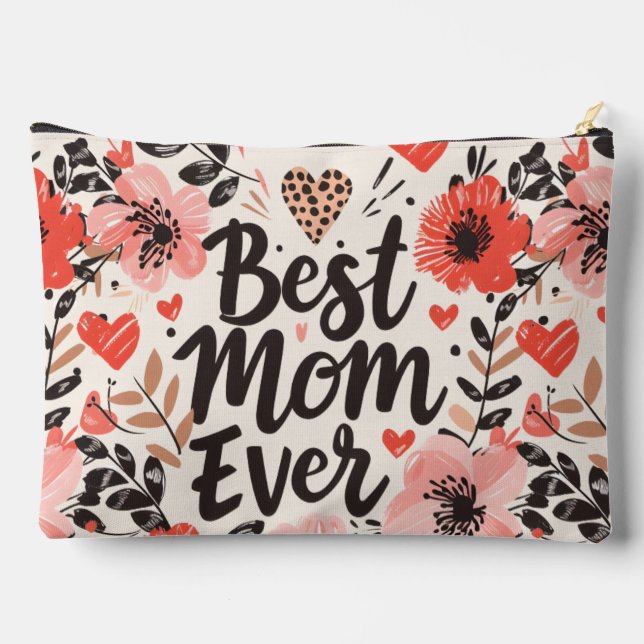 Best Mum Ever Flower Large Accessory Pouch (Back)