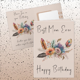 Best Mum Ever flowers birthday Card