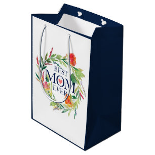 Best Mum Ever Flowers Bouquet Design Medium Gift Bag