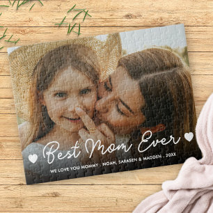 Best Mum Ever Full Photo Mothers Day Hearts Script Jigsaw Puzzle
