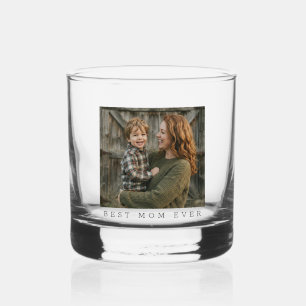 Best Mum Ever Full Photo Mother's Day Personalised Whiskey Glass