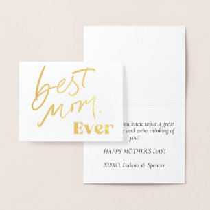 Best Mum EVER Fun Cute Handlettering Script Foil Card