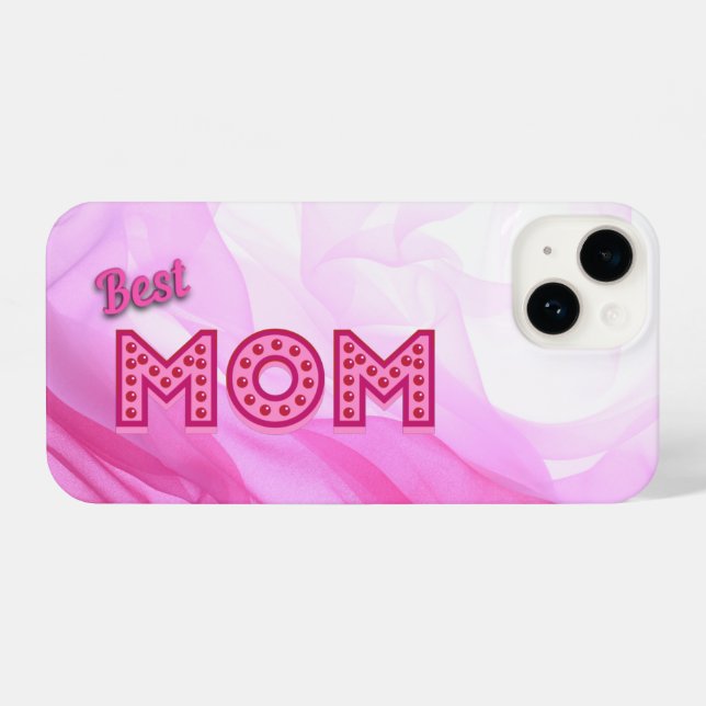 Best Mum Ever girly pink chiffon elegant modern iPhone Case (Back Horizontal)