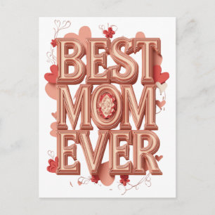 Best Mum Ever Gold 3D Design   Elegant Mother’s Da Postcard