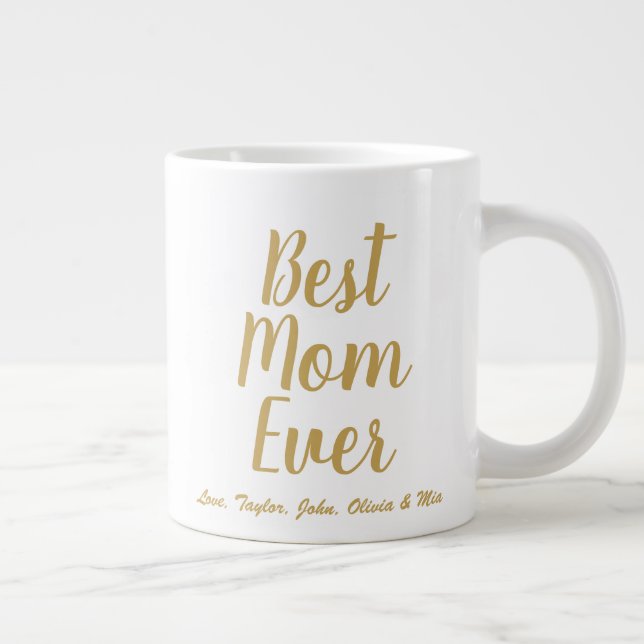 Best Mum Ever gold custom script personalised Large Coffee Mug (Right)
