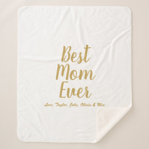 Best Mum Ever gold custom script personalised Sherpa Blanket