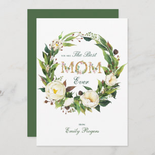 Best Mum Ever Gold floral lettering Save The Date