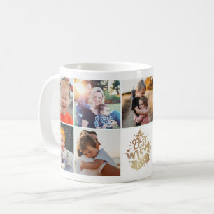 Best Mum Ever Gold Lettering 9 Photo Collage Mummy Coffee Mug