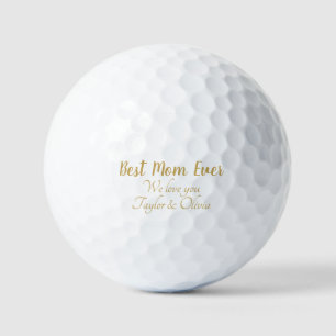 Best Mum Ever gold personalised custom script Golf Balls