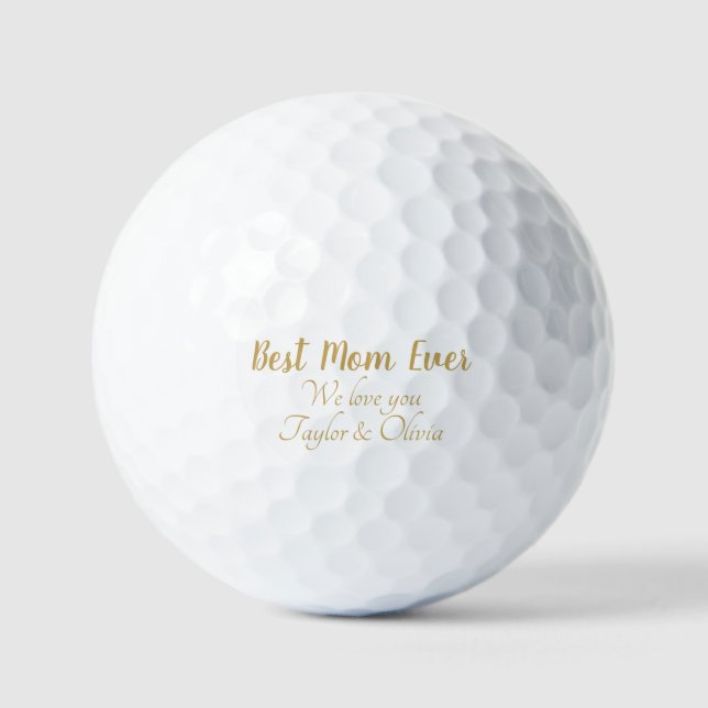Best Mum Ever gold personalised custom script Golf Balls (Front)