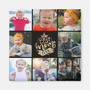 Best Mum Ever Gold Photo Collage Gift   Magnet
