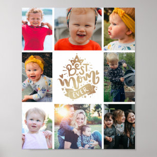 Best Mum Ever Gold Photo Collage Keepsake Poster