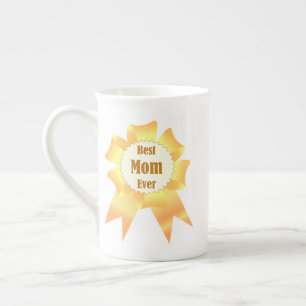 Best mum ever Golden winner award ribbon Bone China Mug