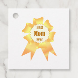 Best mum ever Golden winner award ribbon Favour Tags