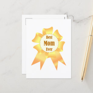Best mum ever Golden winner award ribbon Holiday Postcard