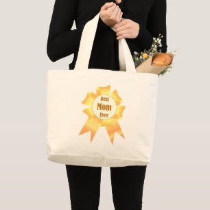 Best mum ever Golden winner award ribbon Large Tote Bag