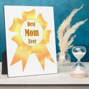 Best mum ever Golden winner award ribbon Plaque