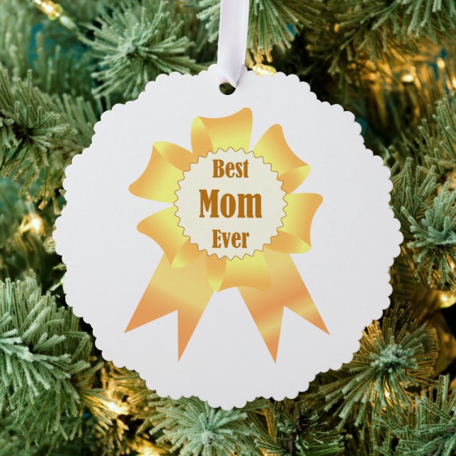 Best mum ever Golden winner award ribbon Tree Decoration Card (Insitu (Tree))