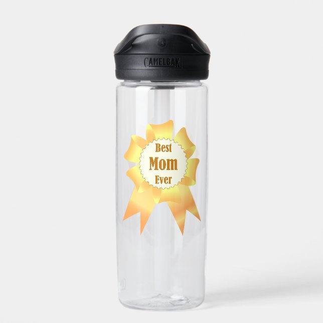 Best mum ever Golden winner award ribbon Water Bottle (Back)