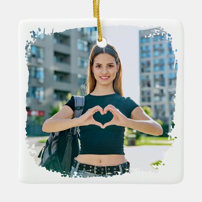 Best Mum Ever Grunge Border Photo Ceramic Ornament (Front)