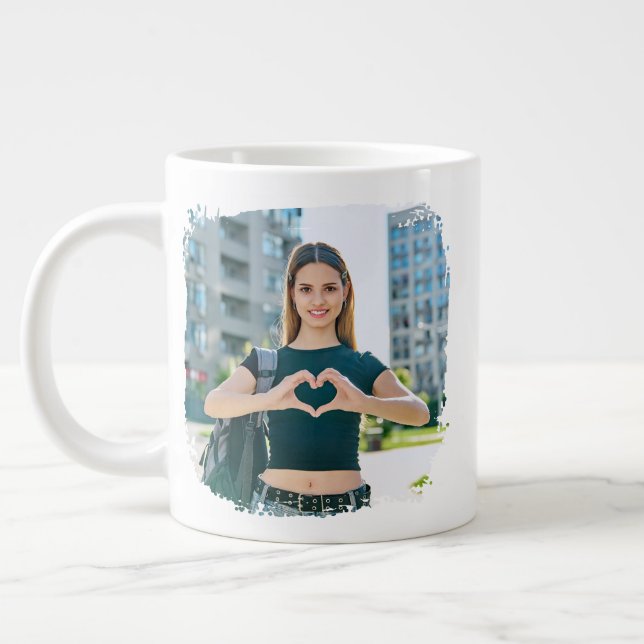 Best Mum Ever Grunge Border Photo Large Coffee Mug (Left)