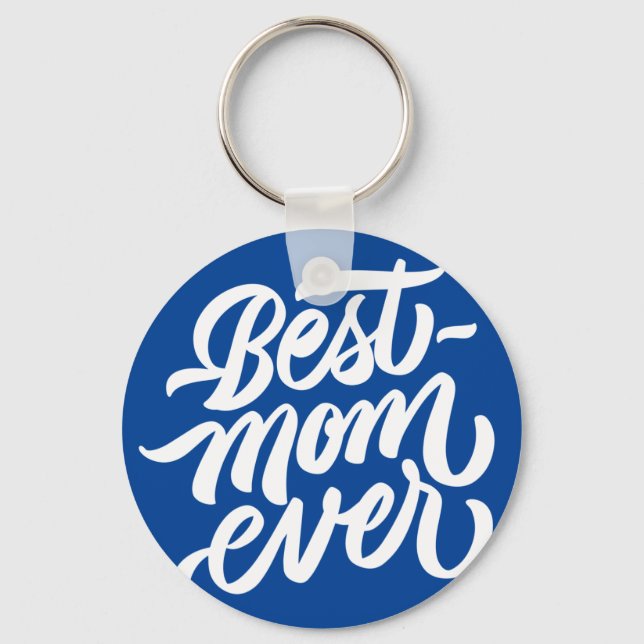 Best Mum Ever Handwritten Script Navy Blue Key Ring (Front)