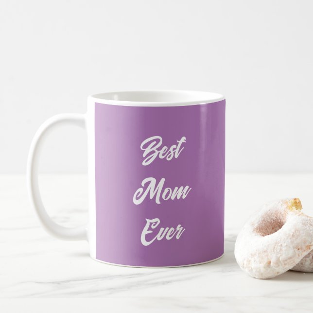 Best Mum Ever Handwritten Template Lavender Purple Coffee Mug (With Donut)