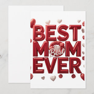 Best Mum Ever Heart Design Romantic Mother’s Day Invitation