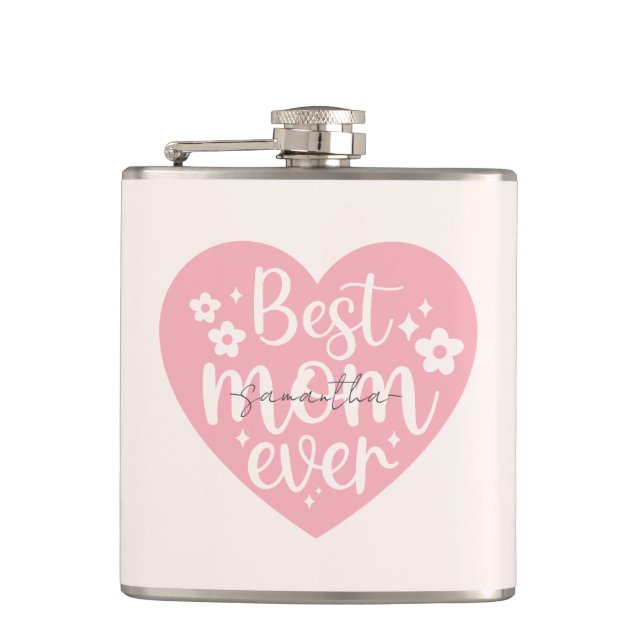 Best Mum Ever Heart Hip Flask (Front)