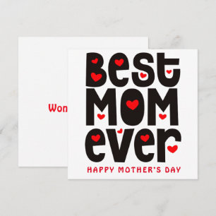 Best Mum Ever Heart Mothers Day Red Black White Card