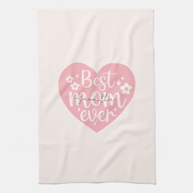 Best Mum Ever - Heart Tea Towel (Vertical)