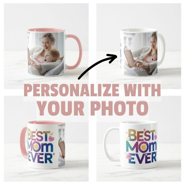 Best Mum Ever Hearts & Flowers Coffee Mug (best mom ever personalize mom mug flowers hearts)