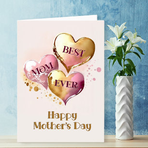 Best Mum Ever Hearts Mother’s Day Holiday Card