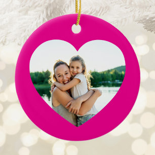 Best Mum Ever Hot Pink Heart Border Ceramic Ornament