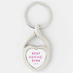 Best Mum Ever Hot Pink Script Mother's Day Key Ring