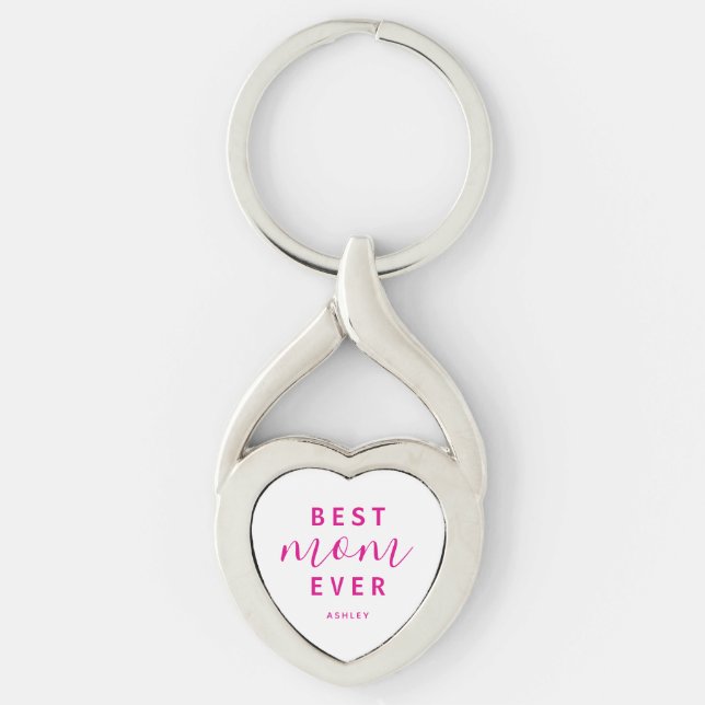 Best Mum Ever Hot Pink Script Mother's Day Key Ring (Front)