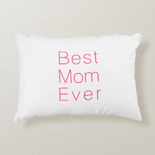 Best Mum Ever hot pink white minimalist simple Decorative Cushion