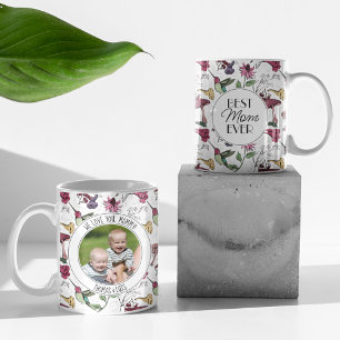 Best Mum Ever Hummingbird and Hibiscus Flowers Coffee Mug