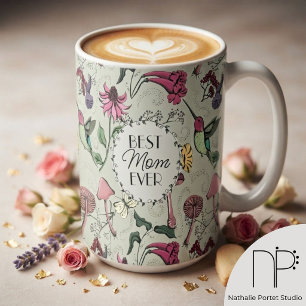 Best Mum Ever Hummingbird Floral Latte Mug