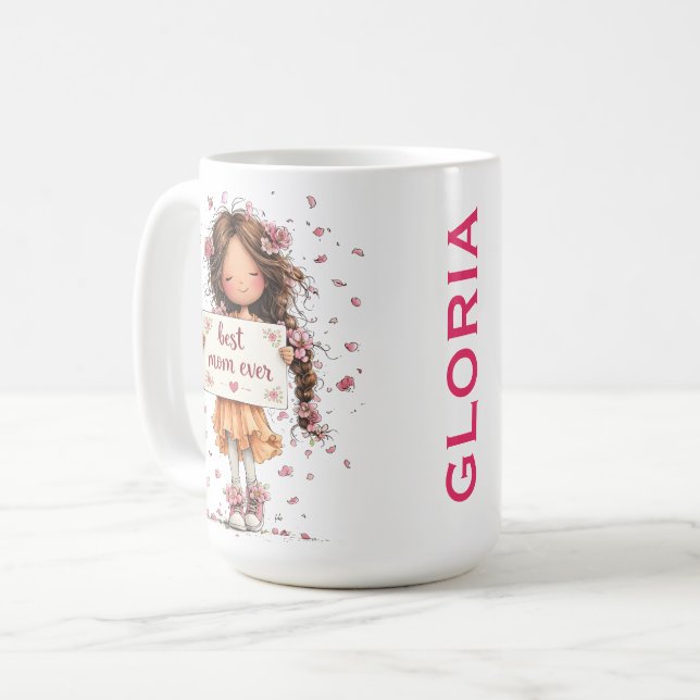 Best Mum Ever Illustration Mug Gift (Front Left)