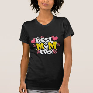Best Mum Ever – Kawaii Doodle Style with Hearts T-Shirt