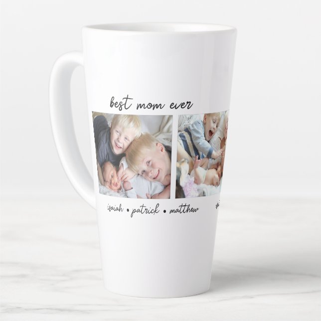 Best Mum Ever Kids Names Latte Mug (Left Angle)