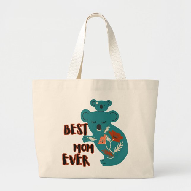 Best Mum Ever Koala Mother's Day Large Tote Bag (Front)