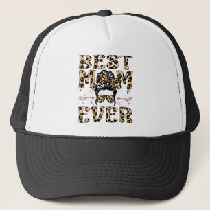 Best Mum Ever Leopard Plaid Mother's Day Mama Trucker Hat