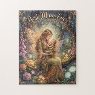 "Best Mum Ever" Magical Fantasy Illustration Jigsaw Puzzle